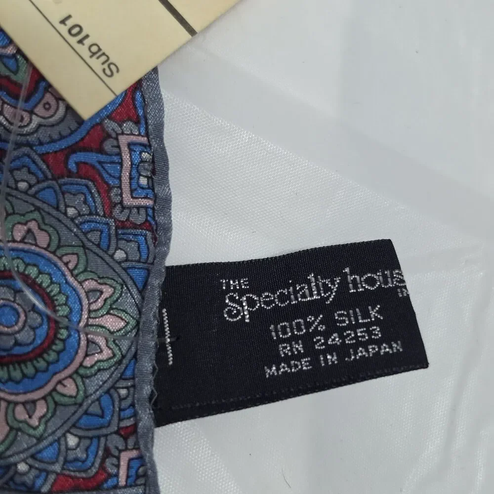 Vintage The Specialty House Silk Moroccan Mandala Women's Scarf Red Blue NWT